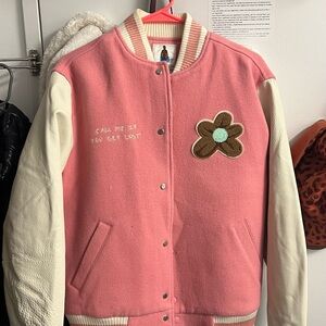 Golf Le Fleur Pink and Cream Flower Patch Jacket